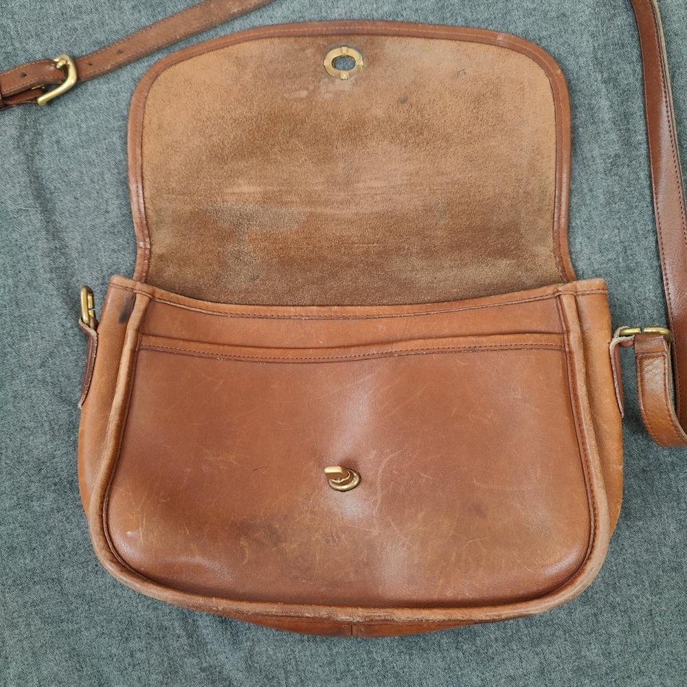 Vintage 90s Coach City Bag Women Medium Tan Leather Turnlock Crossbody AS IS - Picture 3 of 13